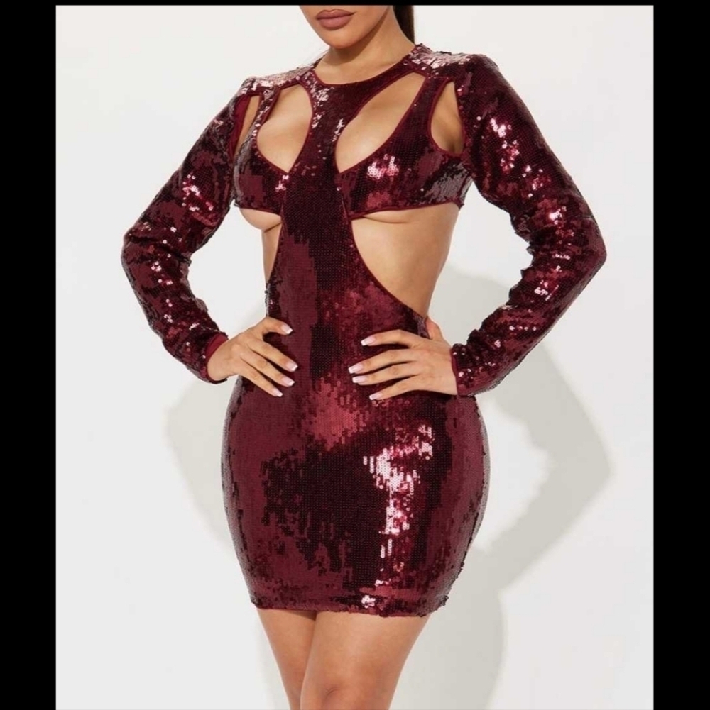 Fashion Nova mini sequin dress cutouts